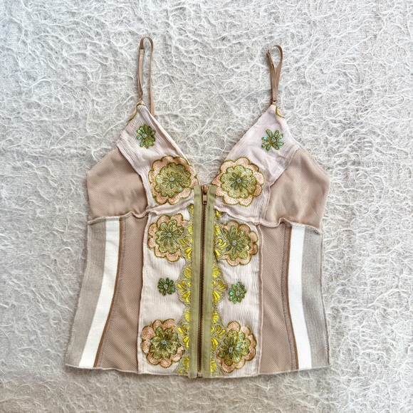 Tops - Hale Bob Embellished Floral Bustier Cami Top size XS